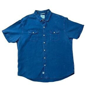 Tommy Bahama Shirt Mens Extra Large Linen Tencel Blend Short Sleeve Button Down
